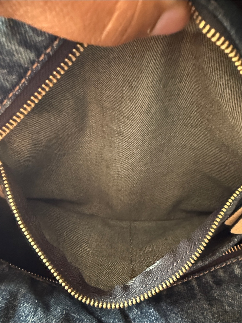 Marc Jacobs Denim Messenger Bag with Tan Accents Used - Picture 6 of 11